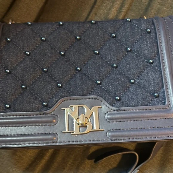 Elegant denim Blue Quilted Bag Set Bradley mischka bundle - Picture 2 of 11